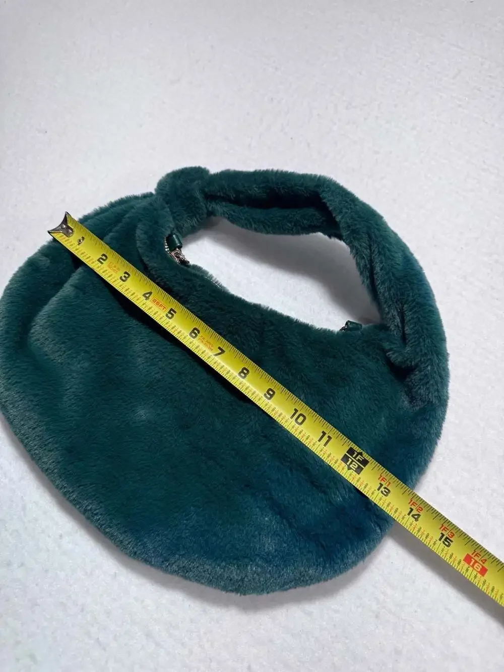 Urban Expressions Teal Green Faux Fur Knot Handle Hobo Bag